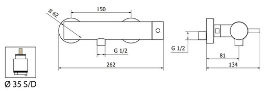 Miscelatore Incasso Doccia Esterno Attacco 1/2" Con Duplex E Set Doccia Duemmeggi Round Muro Parete 3 Fori 1 Via Meccanico 1 Leva Manopola Monocomando Stile Moderno Materiale Ottone Finitura Cromata Made in Italy Garanzia 5 Anni