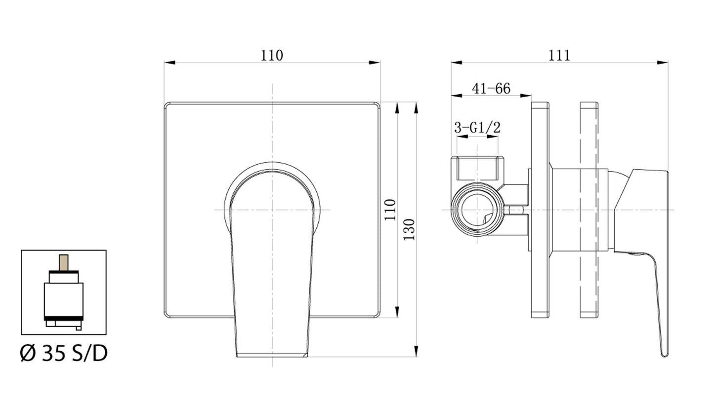 Miscelatore Incasso Doccia Duemmeggi Omega Muro Parete 1 Foro Monoforo 1 Via Meccanico 1 Leva Manopola Monocomando Stile Moderno Con Piastra Materiale Ottone Finitura Cromata Made in Italy Garanzia 5 Anni