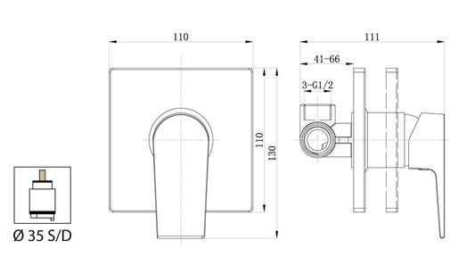 Miscelatore Incasso Doccia Duemmeggi Omega Muro Parete 1 Foro Monoforo 1 Via Meccanico 1 Leva Manopola Monocomando Stile Moderno Con Piastra Materiale Ottone Finitura Cromata Made in Italy Garanzia 5 Anni