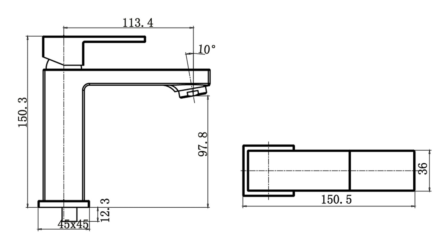 Miscelatore Lavabo Appoggio Monoforo 1 Foro Piletta Scarico Automatico 1" 1/4" Duemmeggi 2MG Square Materiale Ottone Finitura Cromata Stile Moderno Lunghezza 150,5 mm Altezza 150,3 mm Made in Italy Garanzia 5 Anni