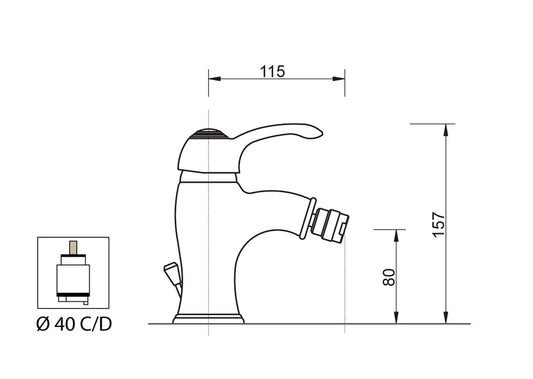 Miscelatore Bidet con Piletta Scarico Automatico 1" 1/4" Duemmeggi Zeta Appoggio Monoforo 1 Foro Monocomando 1 Leva Manopola Materiale Ottone Finitura Cromata Stile Classico Made in Italy Garanzia 5 Anni
