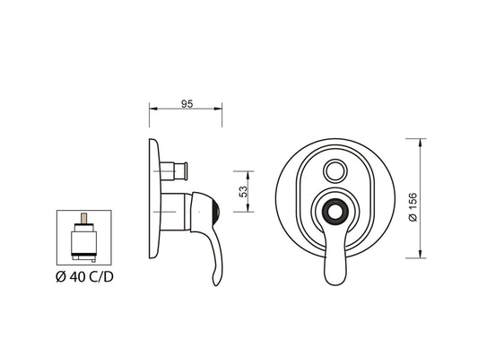 Miscelatore Incasso Doccia Con Deviatore Automatico Piastra Lusso Duemmeggi Zeta 2 Vie 2 Fori Monocomando 1 Leva Manopola Meccanico Muro Parete Stile Classico Ottone Finitura Cromata Made in Italy Garanzia 5 Anni