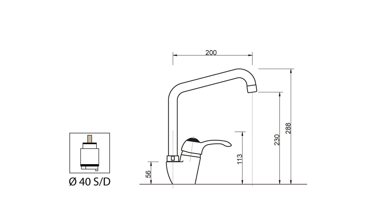 Miscelatore Lavello Canna Snodata Alta Idroformata Duemmeggi Zeta Appoggio Monoforo 1 Foro Monocomando 1 Leva Manopola Stile Classico Materiale Ottone Finitura Cromata Made in Italy Garanzia 5 Anni