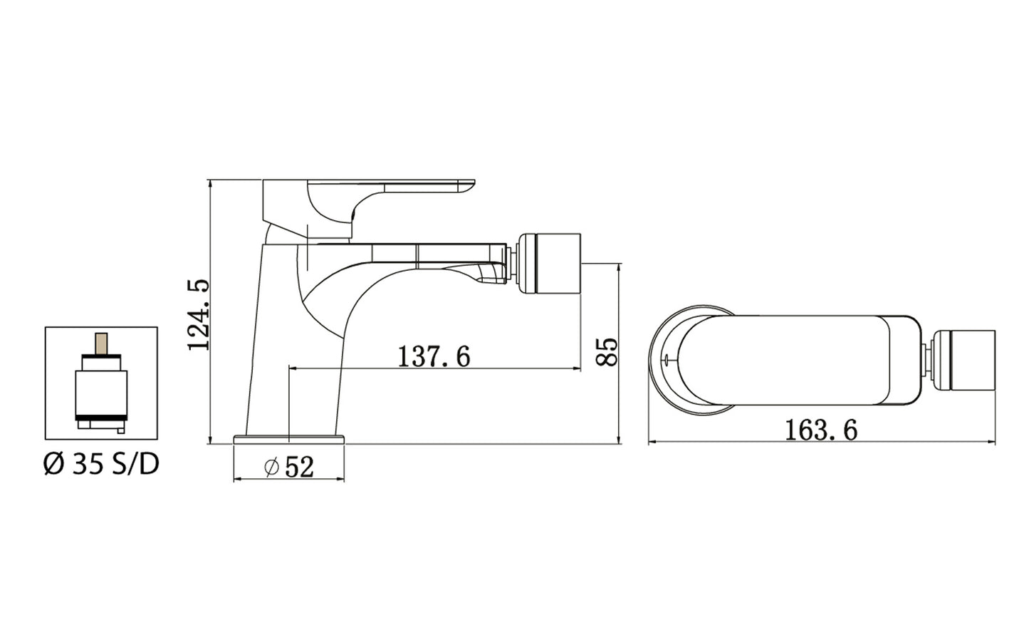 Miscelatore Bidet Con Piletta Scarico Automatico 1" 1/4" Duemmeggi Smart Installazione Appoggio Monoforo 1 Foro 1 Leva Manopola Monocomando Stile Moderno Ottone Finitura Cromata Made in Italy Garanzia 5 Anni