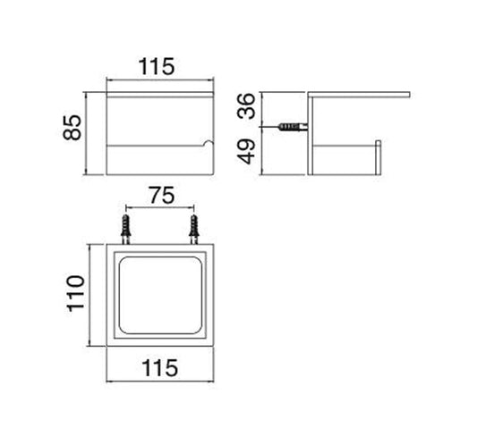 Rubinetterie Treemme 3M 5MM IT 9059 IS ZZ ZZ Portacarta Con Portaoggetti In Corian Bagno Incasso A Parete Materiale Acciaio INOX Finitura Acciaio Spazzolato
