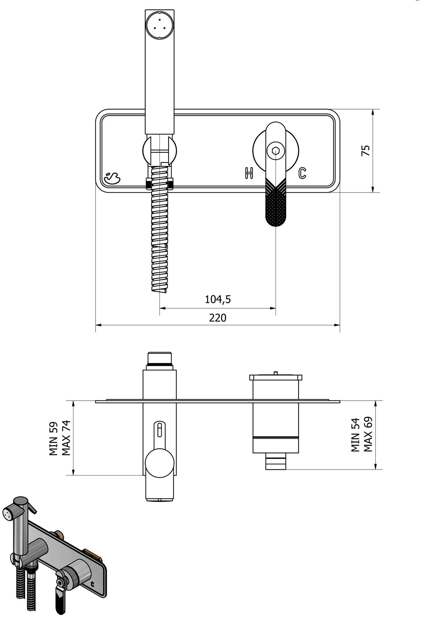 Idroscopino marca IB modello Bold Lever Flat finitura cromato parete cromo set di parti esterne per idroscopino igienico con miscelatore arredo bagno azienda casa home rivenditore autorizzato campania napoli garanzia 10 anni qualità made in italy