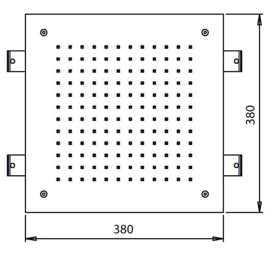 Soffione Duemmeggi Temptation Square 380 Inox Lucido 380x380 mm Incassato Soffitto Getto Singolo Pioggia Luci LED RGB Cromoterapia Radiocomando E Alimentatore