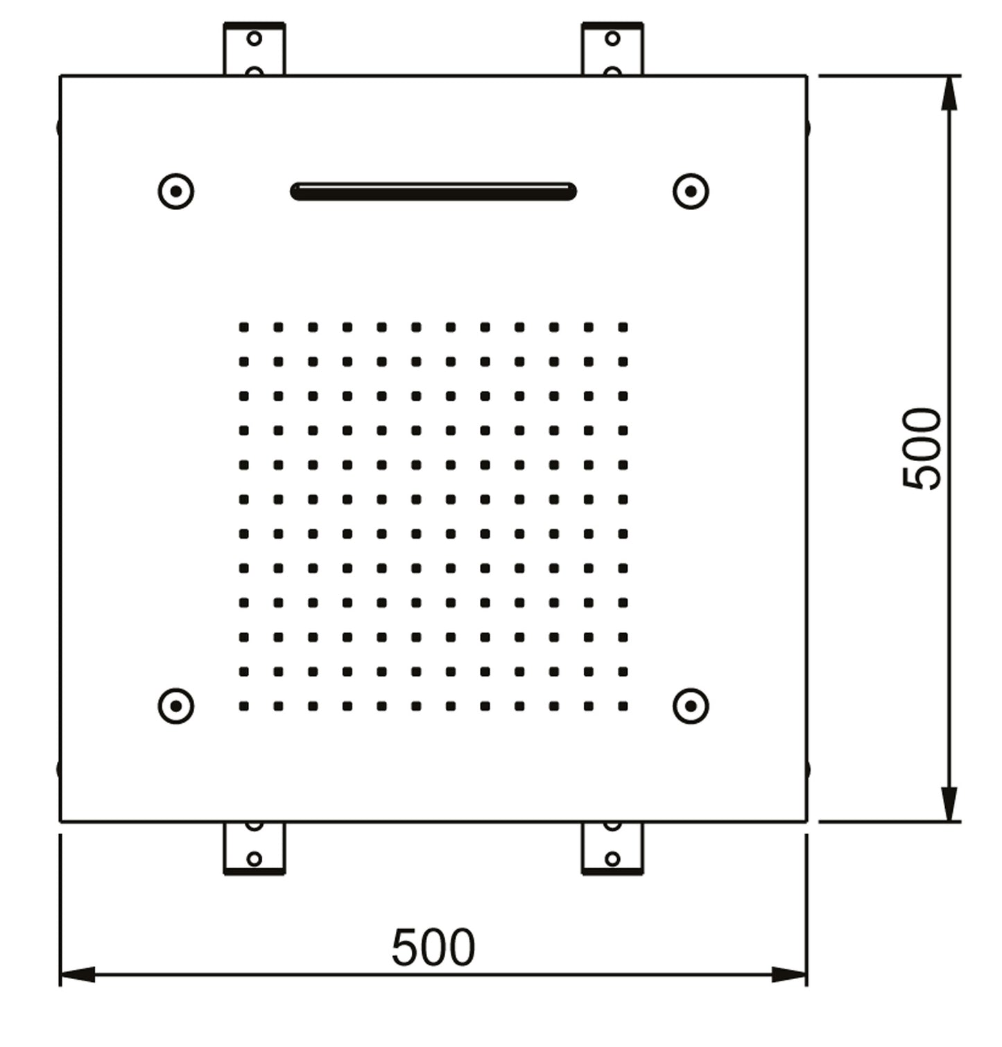 Duemmeggi Soffione Temptation Square Acciaio Inox Lucido mm 500x500 Incassato Soffitto Triplo Getto Pioggia Cascata E Nebulizzatore Luci LED RGB Cromoterapia Radiocomando E Alimentatore