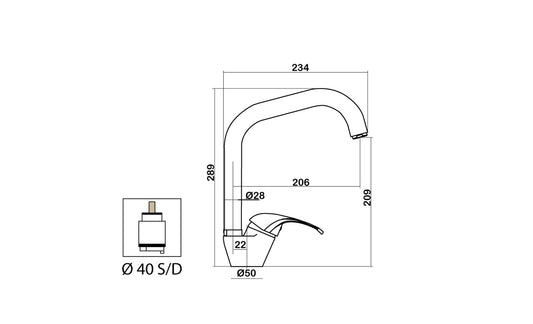 Miscelatore Lavello Cucina Lavatoio Canna Snodata Alta Idroformata Duemmeggi Gamma Appoggio 1 Foro Monoforo 1 Leva Manopola Monocomando Stile Moderno Classico Contemporaneo Materiale Ottone Finitura Cromata Made in Italy Garanzia 5 Anni