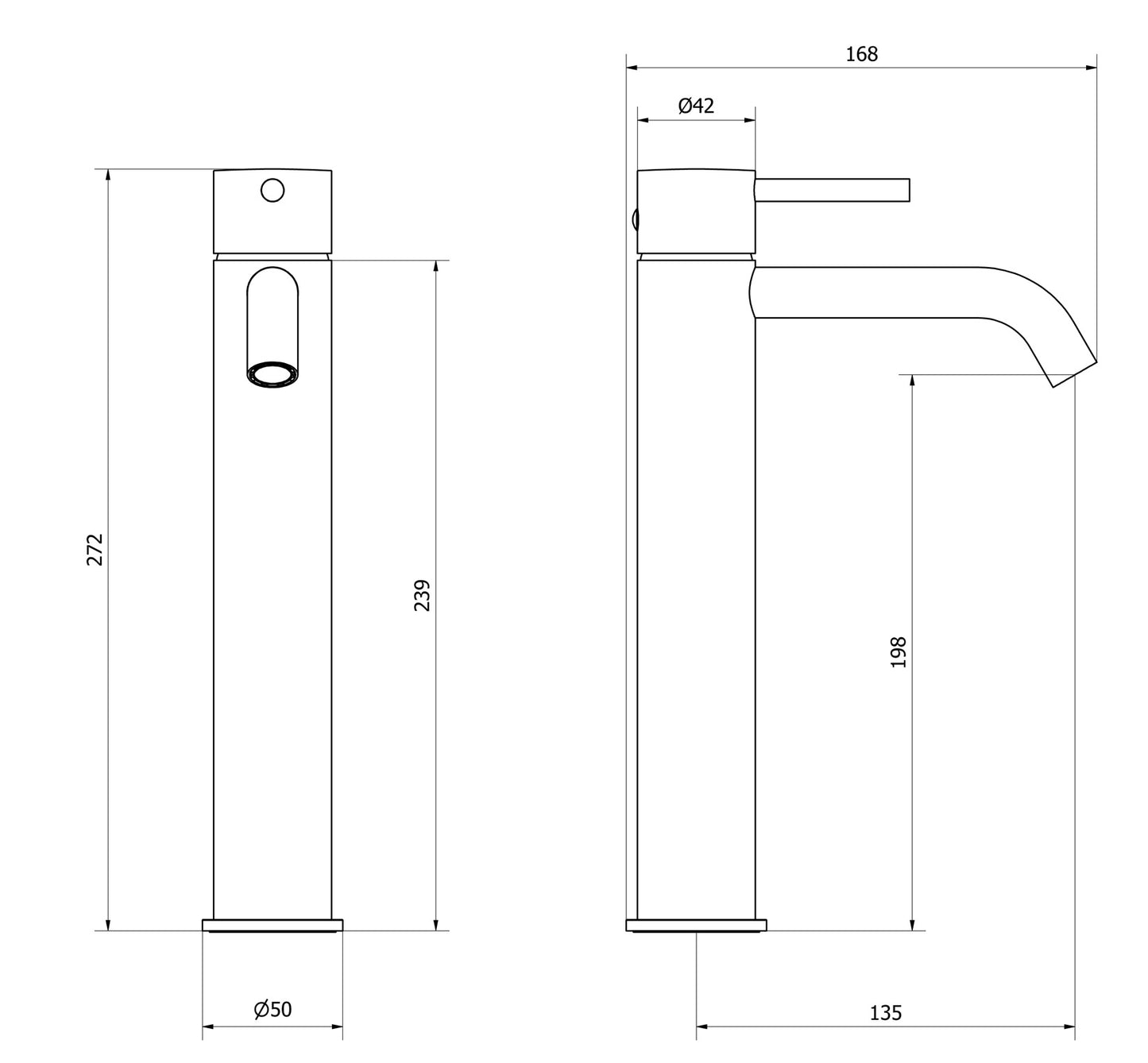 Miscelatore Lavabo Alto IB Rubinetti Industria Completa Di Piletta Di Scarico Click-Clack Materiale Ottone Finitura Cromata