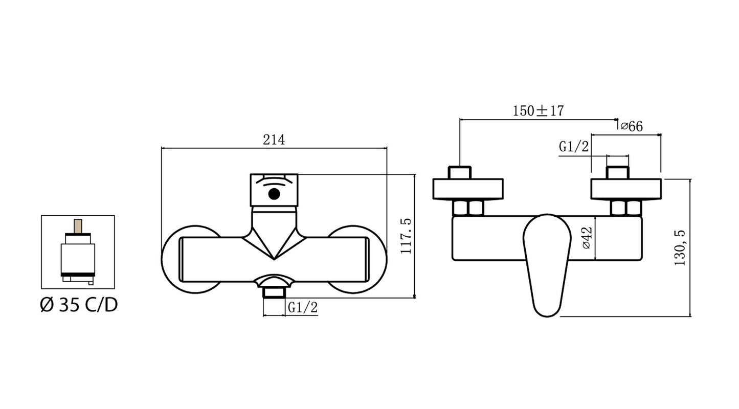 Miscelatore Doccia Esterno Attacco 1/2" Con Duplex E Set Doccia Duemmeggi Sky Installazione Parete Muro 3 Fori Meccanico Doccetta Stile Moderno 1 Via 1 Leva Manopola Monocomando Materiale Ottone Finitura Cromata Made in Italy Garanzia 5 Anni