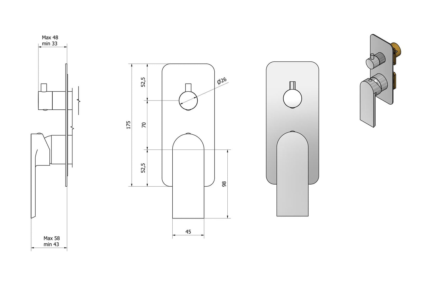 Miscelatore doccia incasso tre vie completo marca IB rubinetti modello K3 rubinetteria rubinetto ottone cromato bagno casa parete fontana finitura cromo rivenditore autorizzato campania arredamento garanzia 10 anni azienda certificata qualità