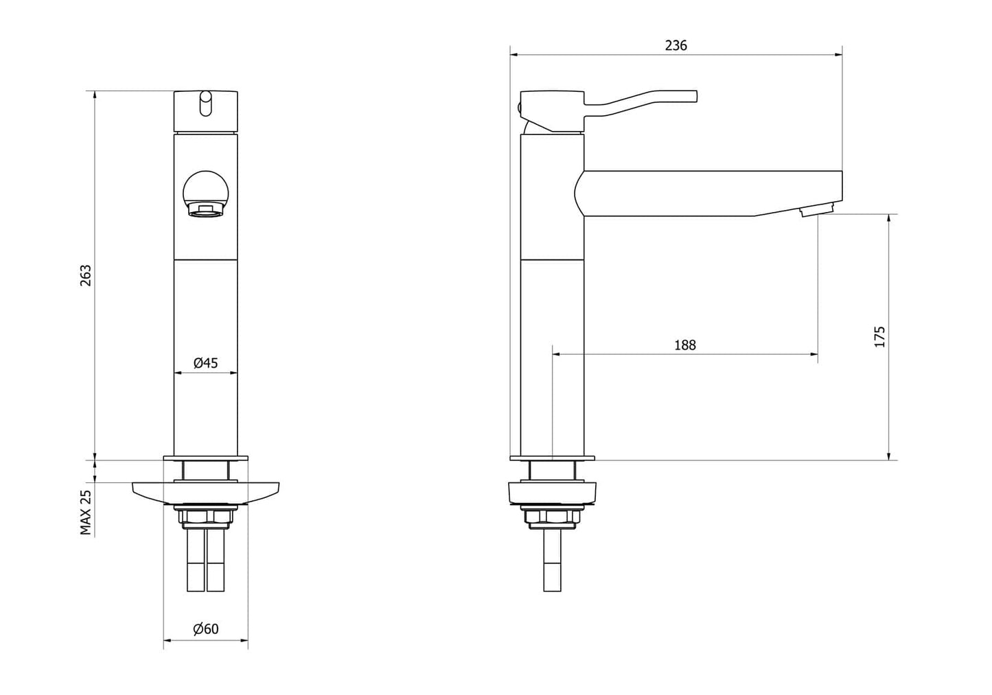 IB Rubinetti KUSASI Miscelatore Lavello Standard Appoggio Monoforo Monocomando Stile Moderno Materiale Ottone Finitura Cromata