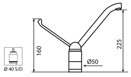 Miscelatore Lavello Lavatoio Canna Fusa Con Leva Clinica Duemmeggi Cucina Installazione Appoggio Monoforo 1 Foro 1 Leva Manopola Monocomando Stile Classico Materiale Ottone Finitura Cromata Made in Italy Garanzia 5 Anni
