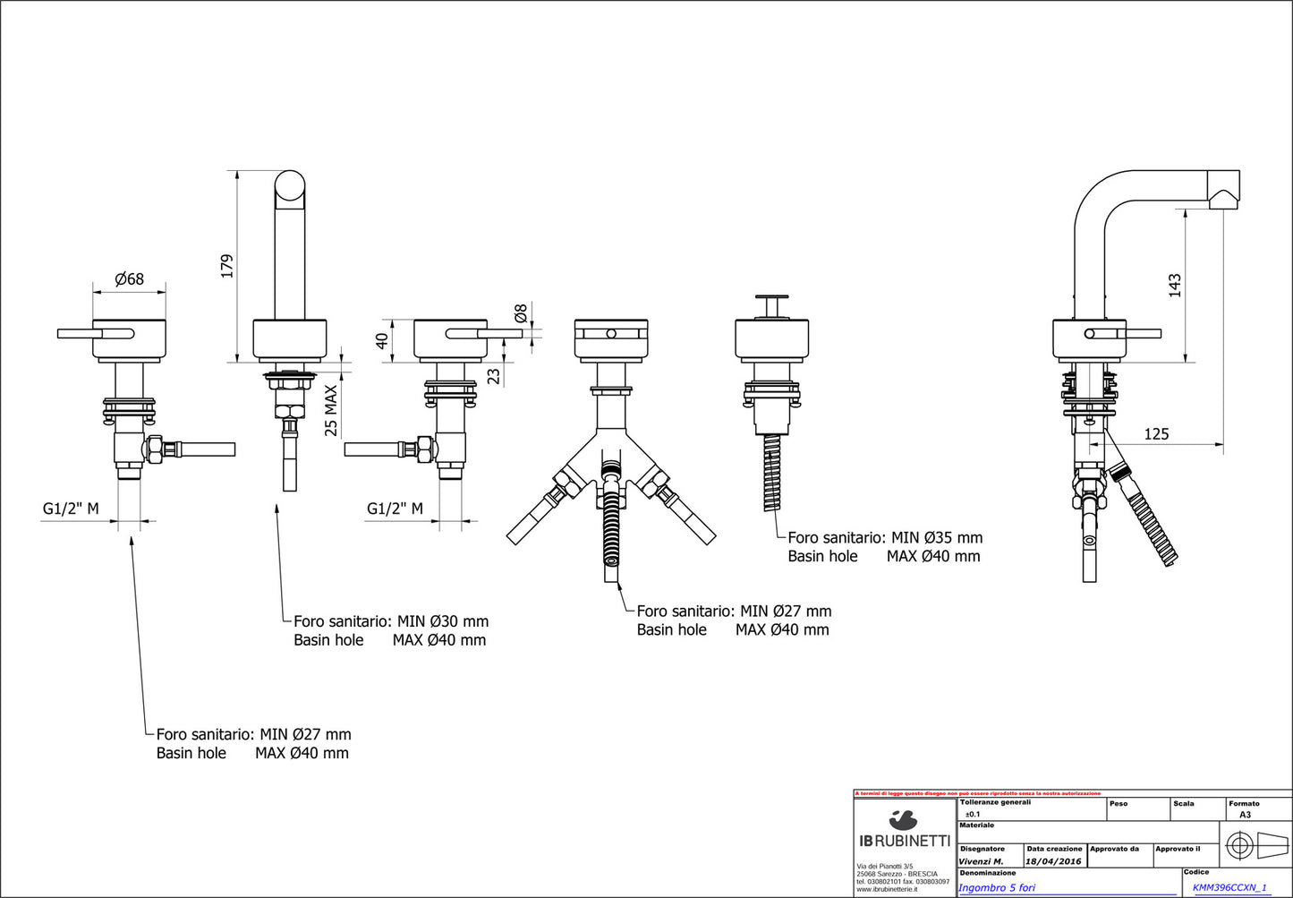 Batteria bordo vasca cinque fori marmo bianco Carrara marca IB rubinetti modello Marmo L rubinetteria rubinetto ottone cromato bagno fontana finitura cromo rivenditore autorizzato campania arredamento garanzia 10 anni made in italy azienda certificata