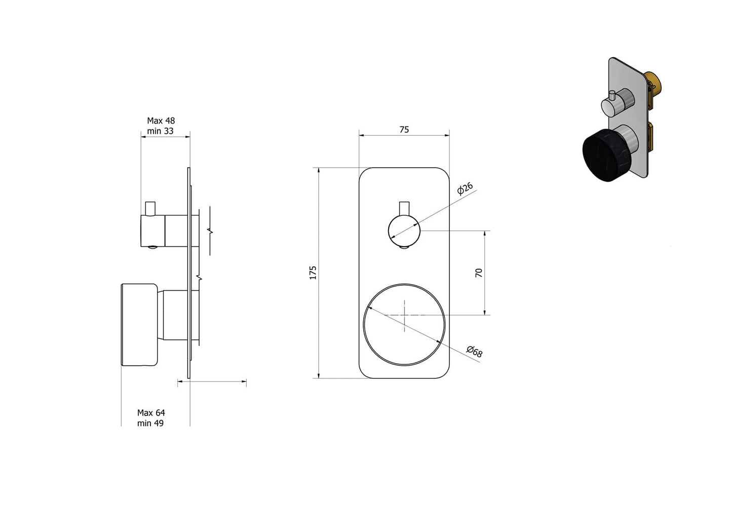 Miscelatore doccia incasso tre vie marmo nero Marquina marca IB rubinetti modello Marmo rubinetteria rubinetto ottone cromato bagno fontana finitura cromo rivenditore autorizzato campania arredamento qualità made in italy azienda certificata