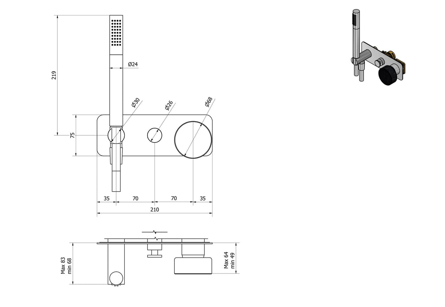 Miscelatore doccia incasso due vie con kit doccia integrato nella placca marmo nero Marquina marca IB rubinetti modello Marmo rubinetteria rubinetto ottone cromato bagno fontana finitura cromo rivenditore autorizzato campania arredamento qualità