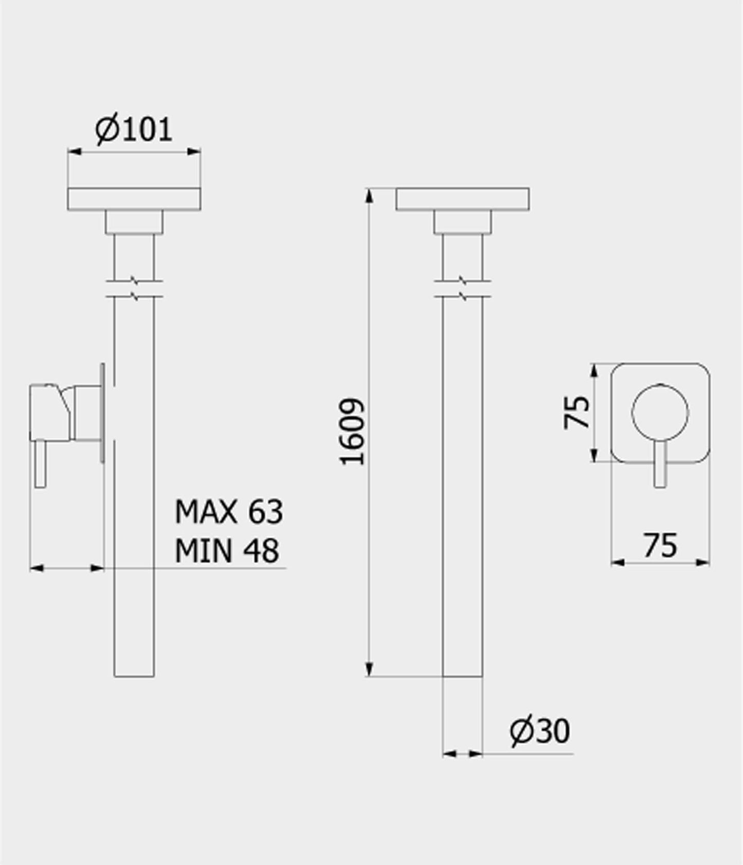Miscelatore bocca da soffitto alimentata con comando remoto incluso marca IB rubinetti modello MilanoTorino rubinetteria rubinetto ottone cromato bagno fontana finitura cromo rivenditore autorizzato campania arredamento qualità made in italy azienda