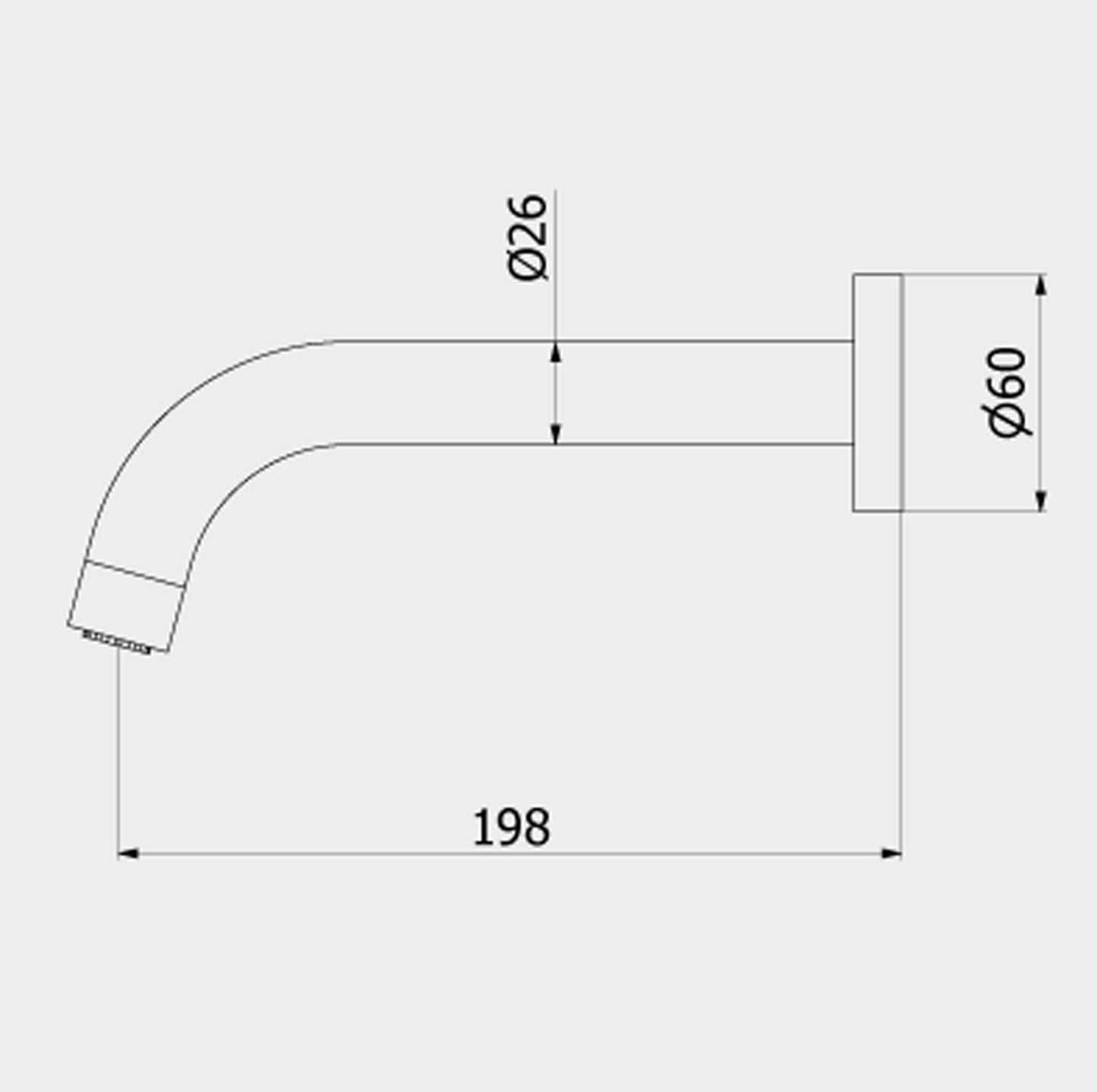 IB Rubinetti Shower Heads Bocca Getto D'Erogazione Braccio Doccia Acqua Installazione A Muro Con Areatore Doccia Integrato 198 mm Stile Moderno Materiale Ottone Finitura Cromata