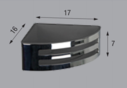 Novellini Cestino Contenitore Angolare 2 Feritoie Vaschetta Plastica Interna Estraibile Pulizia Colore Nero Struttura Metallo Cromato Porta Sapone Portasapone Portaccessori Accessori Bagno Portaoggetti Oggetti 17x7x16 cm