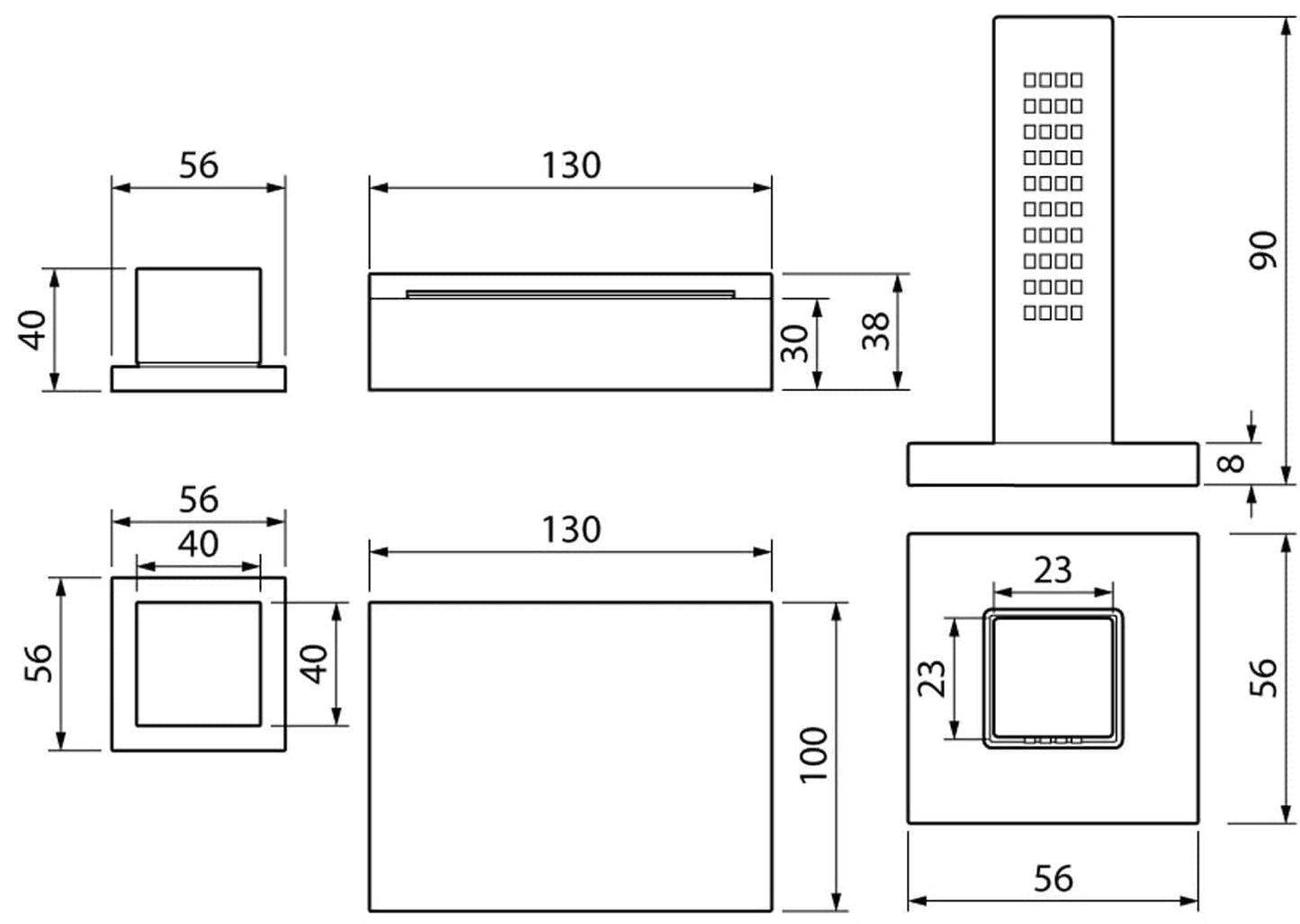Novellini Serie Fly 2 Miscelatore Rubinetteria Progressiva 3 Fori Rubinetto Bordo Vasca 2 Funzioni Bocca Cascata Doccetta Estraibile
