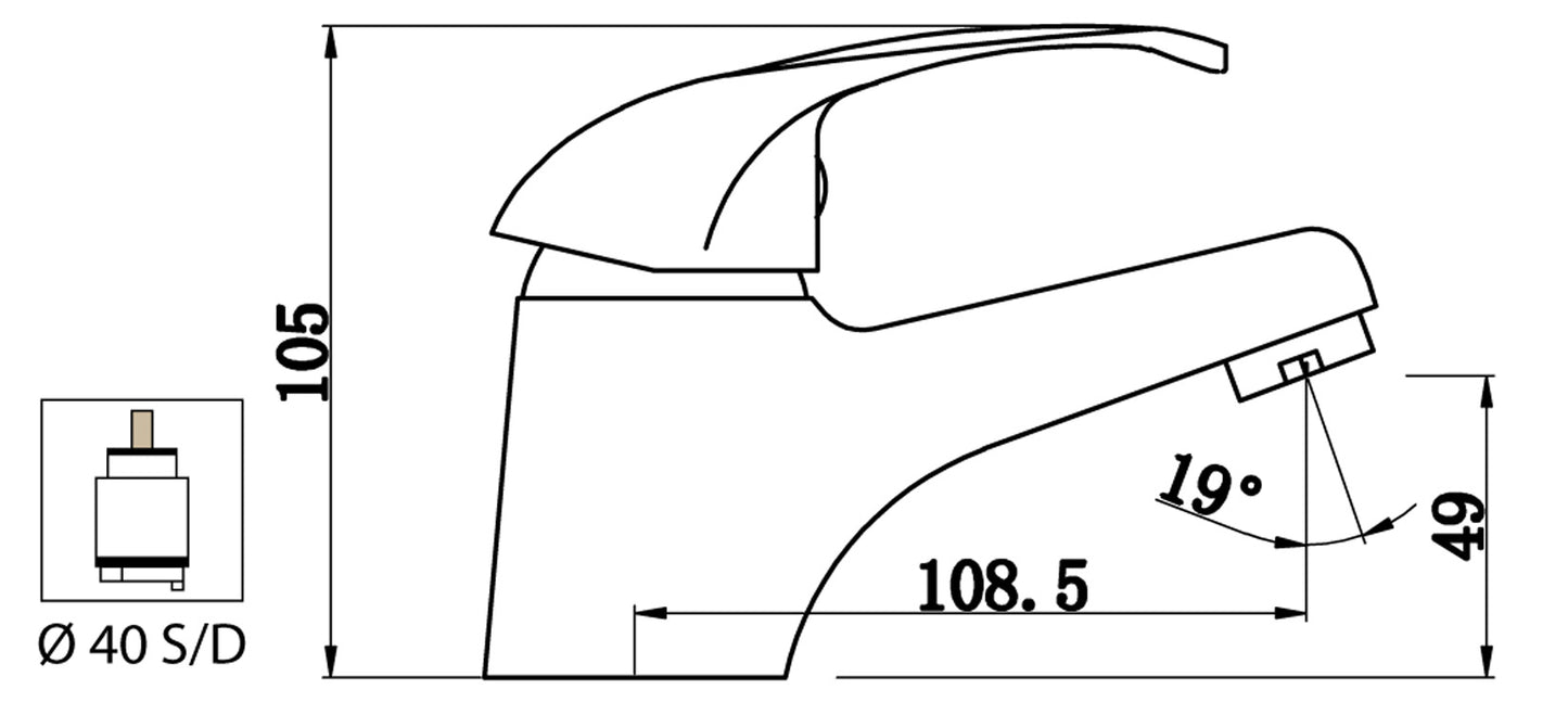 Miscelatore Lavabo Con Piletta Scarico Automatico 1" 1/4" Duemmeggi Premiere Appoggio Monoforo 1 Foro 1 Leva Manopola Monocomando Stile Classico Lunghezza 108,5 mm Altezza 105 mm Ottone Finitura Cromata Made in Italy Garanzia 5 Anni
