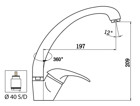 Miscelatore Lavello Canna Snodata Alta Duemmeggi Premiere Ottone Finitura Cromata Made in Italy Garanzia 5 Anni