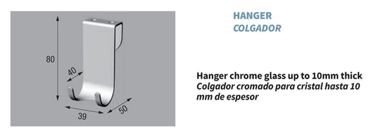 Novellini Appendino cromato per vetri fino a 10 mm di spessore Codice: R90APPEN0D Gancio Portasciugamani Portaccappatoio Porta Asciugamani Accappatoio Misura 39x50x80 mm