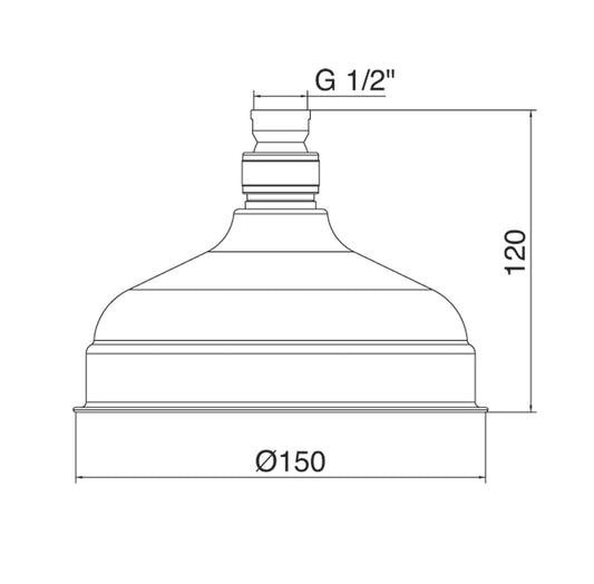 Rubinetterie Treemme 3M Retrò IT RTBR 124 CC Soffione Doccia Tondo In Metallo Anticalcare Diametro Ø 150 mm Stile Classico Finitura Cromata