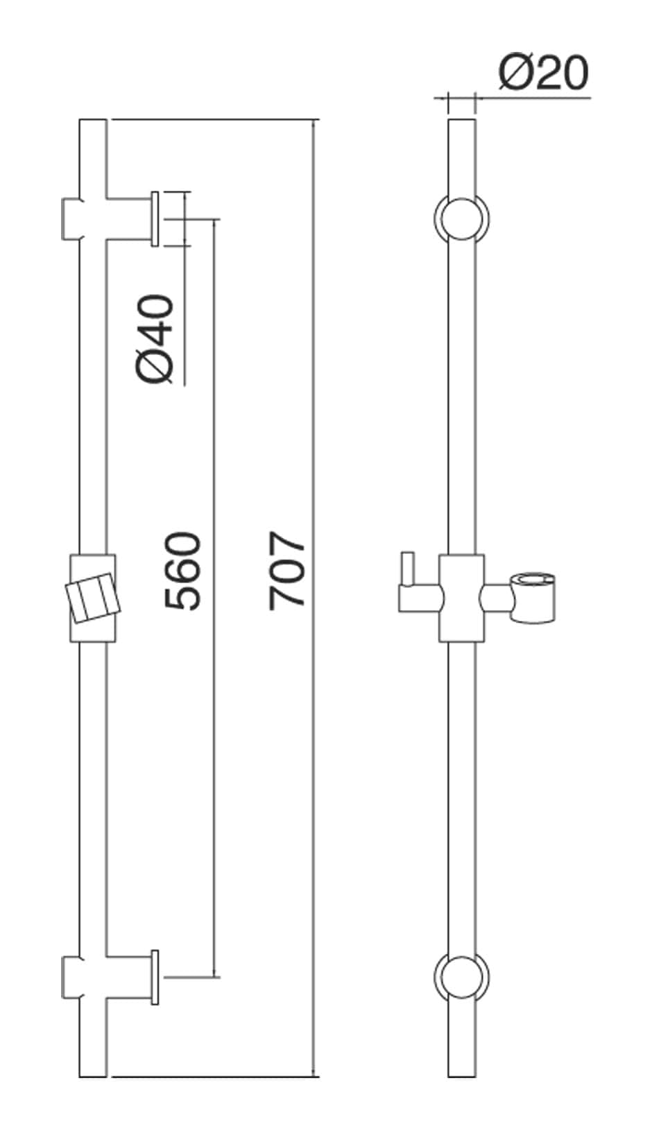 Rubinetterie Treemme SHOWERS & THERMOSTATICS Kit Asta Saliscendi Finitura Cromata