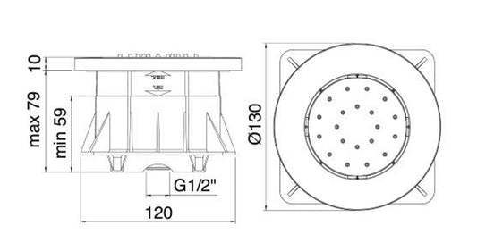 Rubinetterie Treemme SHOWERS & THERMOSTATICS Soffione Doccia Laterale A Parete Diametro 130 mm Tondo Materiale Metallo Finitura Cromata