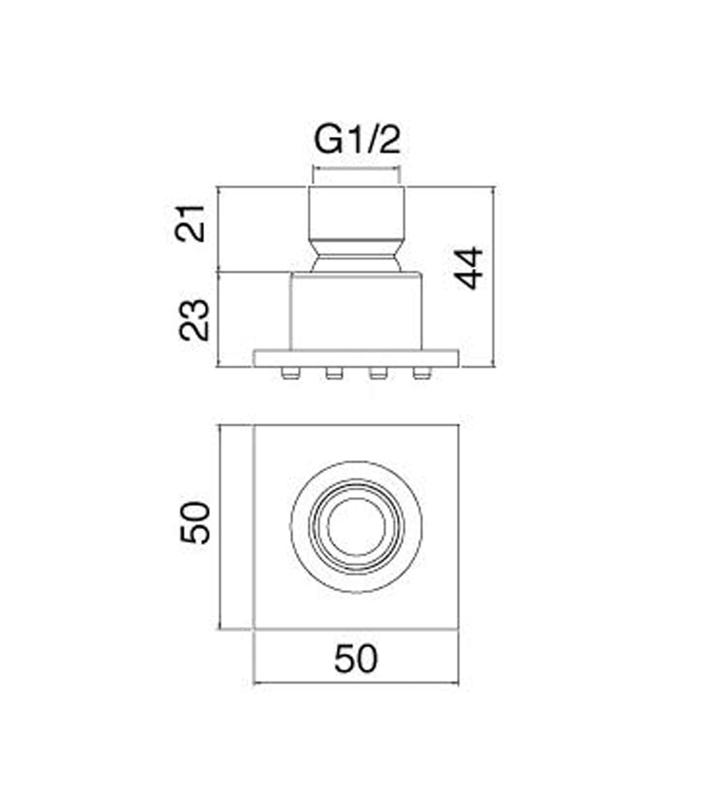 Rubinetterie Treemme SHOWERS Soffione Doccia Quadrato Laterale A Parete Pioggia 50x50 mm Stile Moderno Materiale Acciaio Finitura Acciaio Spazzolato Opaco Inox