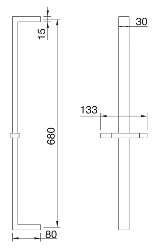 Rubinetterie Treemme SHOWERS & THERMOSTATICS Kit Asta Saliscendi Quadro Finitura Cromata