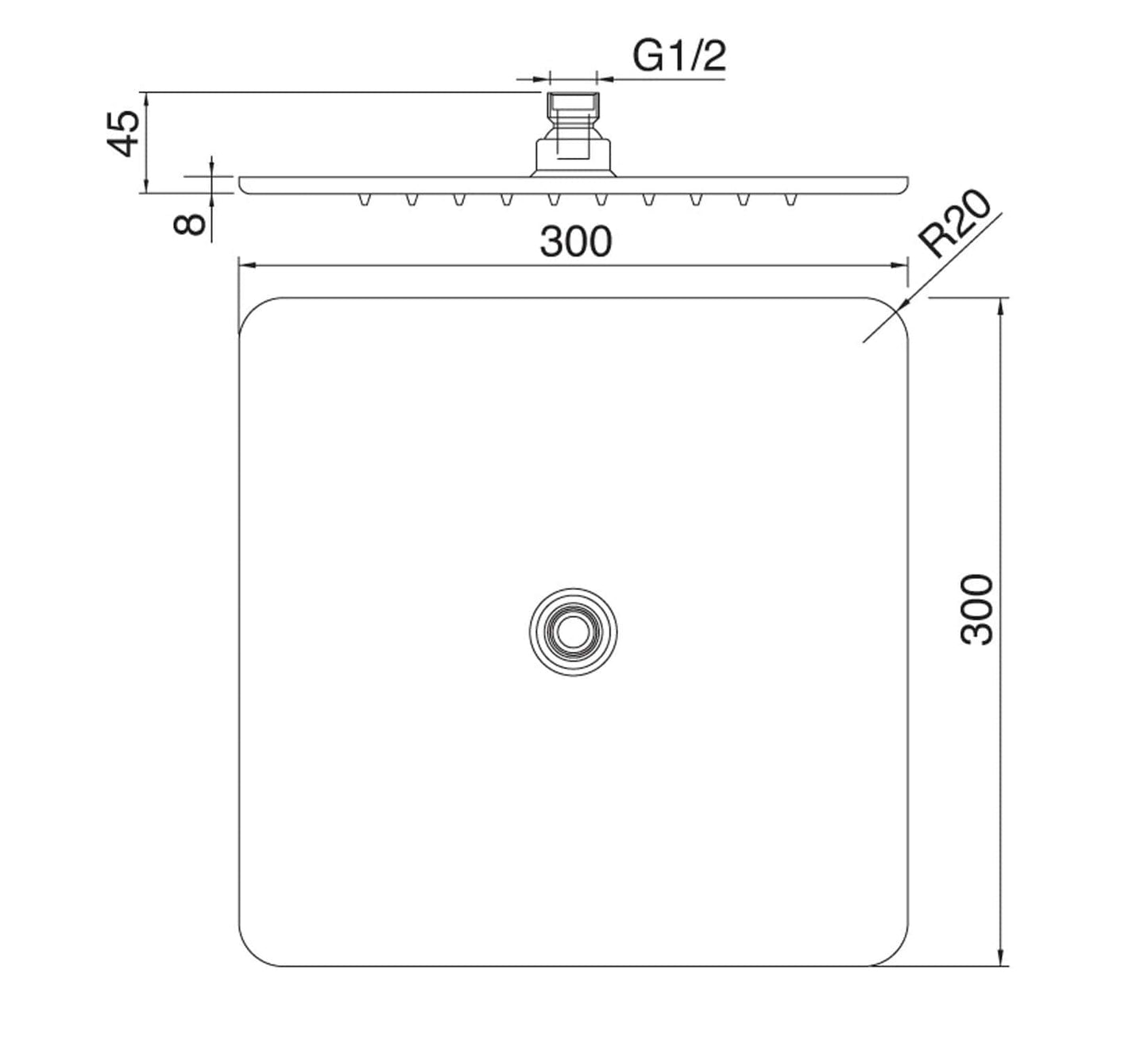 Rubinetterie Treemme SHOWERS & THERMOSTATICS Soffione Doccia Quadro 300x300 mm Materiale Metallo Finitura Cromata