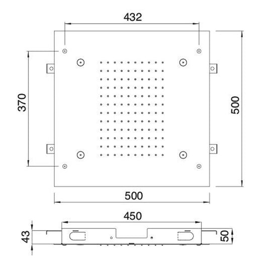 Rubinetterie Treemme SHOWERS Soffione Doccia Quadrato Soffitto Ad Incasso 500x500 Con Pioggia E Nebulizzatori Stile Moderno Materiale Acciaio Finitura Acciaio Spazzolato Opaco Inox