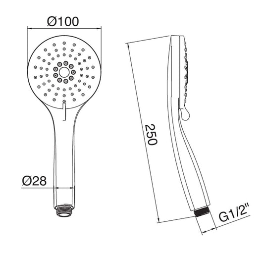 Rubinetterie Treemme SHOWERS & THERMOSTATICS Doccetta A Mano Anticalcare Tonda 3 Getti Materiale ABS Finitura Cromata