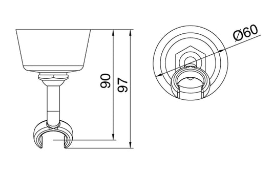 Rubinetterie Treemme 3M Retrò IT RTGA 101 CC Gancio Con Snodo A Muro Tondo per Doccetta Materiale Ottone Finitura Cromata