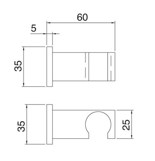 Rubinetterie Treemme SHOWERS & THERMOSTATICS Gancio Fisso A Muro Quadro per Doccetta a Mano Materiale Ottone Finitura Cromata