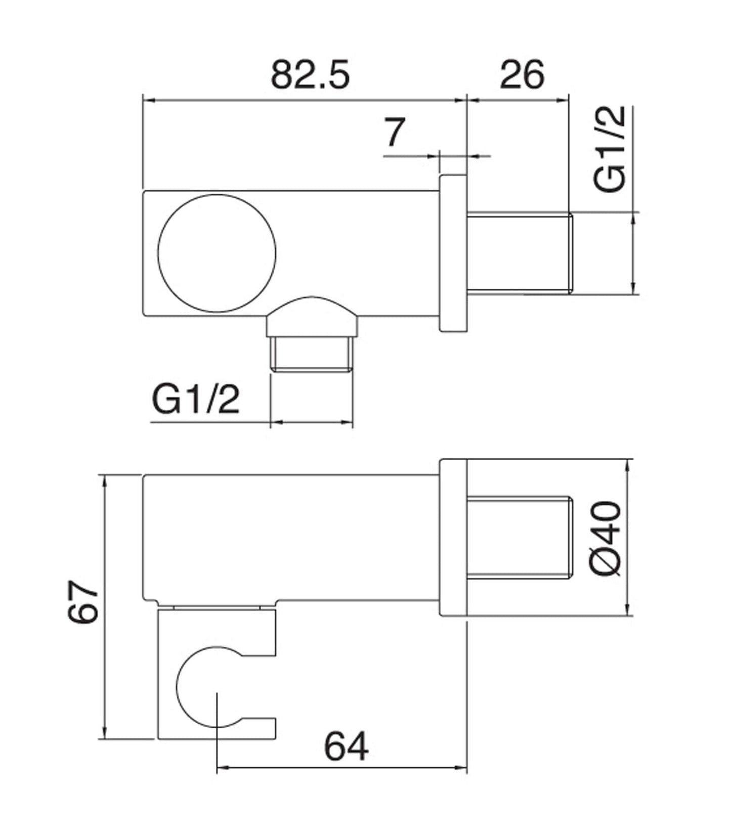 Rubinetterie Treemme SHOWERS & THERMOSTATICS Presa Acqua A Muro Con Gancio Snodato Tonda per Doccetta a Mano Materiale Ottone Finitura Cromata