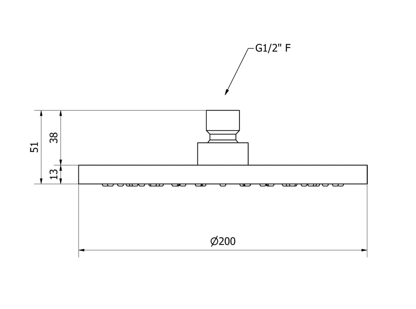 IB Rubinetti Shower Heads Soffione Doccia Rotondo Installazione A Soffitto / Muro Misura Diametro Ø200 mm Uscita Acqua Pioggia Stile Moderno Materiale ABS Finitura Cromata