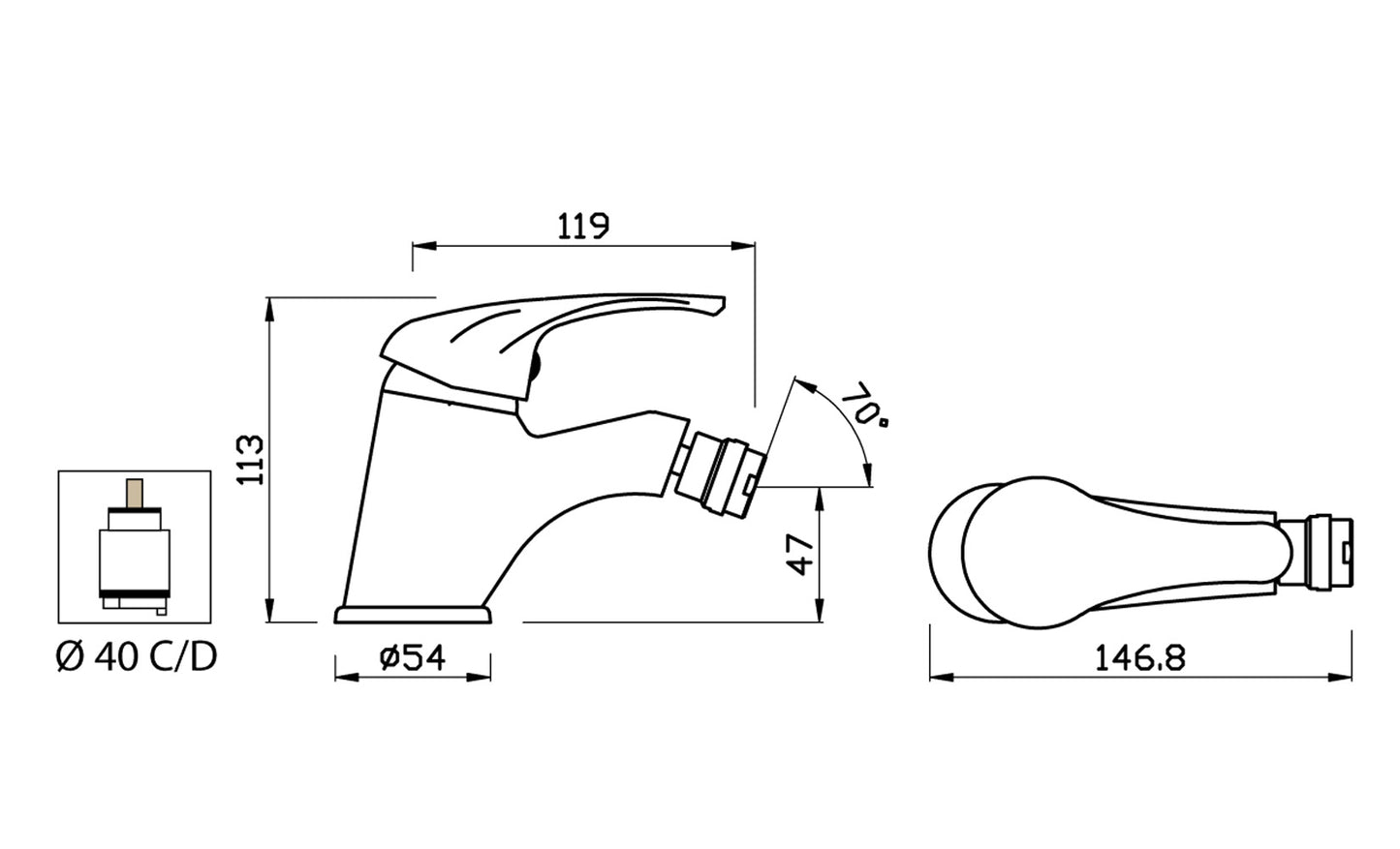 Miscelatore Bidet Con Piletta Scarico Automatico 1" 1/4" Duemmeggi Sigma Appoggio Monoforo 1 Foro 1 Leva Monocomando Stile Classico Ottone Finitura Cromata Made in Italy Garanzia 5 Anni