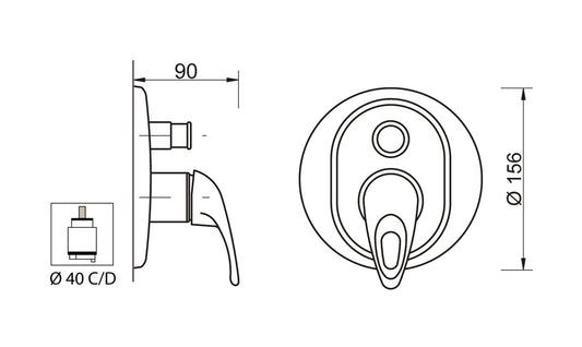 Miscelatore Incasso Doccia Con Deviatore Automatico Piastra Lusso Duemmeggi Sigma Installazione Parete Muro 2 Vie 1 Leva Manopola Meccanico Stile Classico Con Piastra 2 Fori Materiale Ottone Finitura Cromata Made in Italy Garanzia 5 Anni
