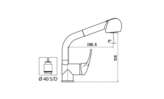 Miscelatore Lavello Cucina Lavatoio Lavapanni Monocomando Leva Laterale Con Doccia Doccetta Estraibile Duemmeggi Sigma Appoggio Monoforo 1 Foro 1 Leva Manopola Monocomando Stile Contemporaneo Moderno Classico Materiale Ottone Finitura Cromata Made in Ital