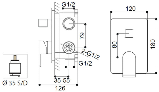 Miscelatore Incasso Doccia Con Deviatore Automatico Duemmeggi Smart Installazione Parete Muro 2 Fori 2 Vie Stile Moderno 1 Leva Manopola Monocomando Meccanico Materiale Ottone Finitura Cromata Made in Italy Garanzia 5 Anni
