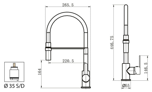 Miscelatore Lavello Lavatoio Monocomando 1 Leva Laterale Con Tubo Flessibile Molla Duemmeggi Cucina Sydney Installazione Appoggio Monoforo 1 Foro Stile Moderno Materiale Ottone Finitura Cromata e Nera Made in Italy Garanzia 5 Anni