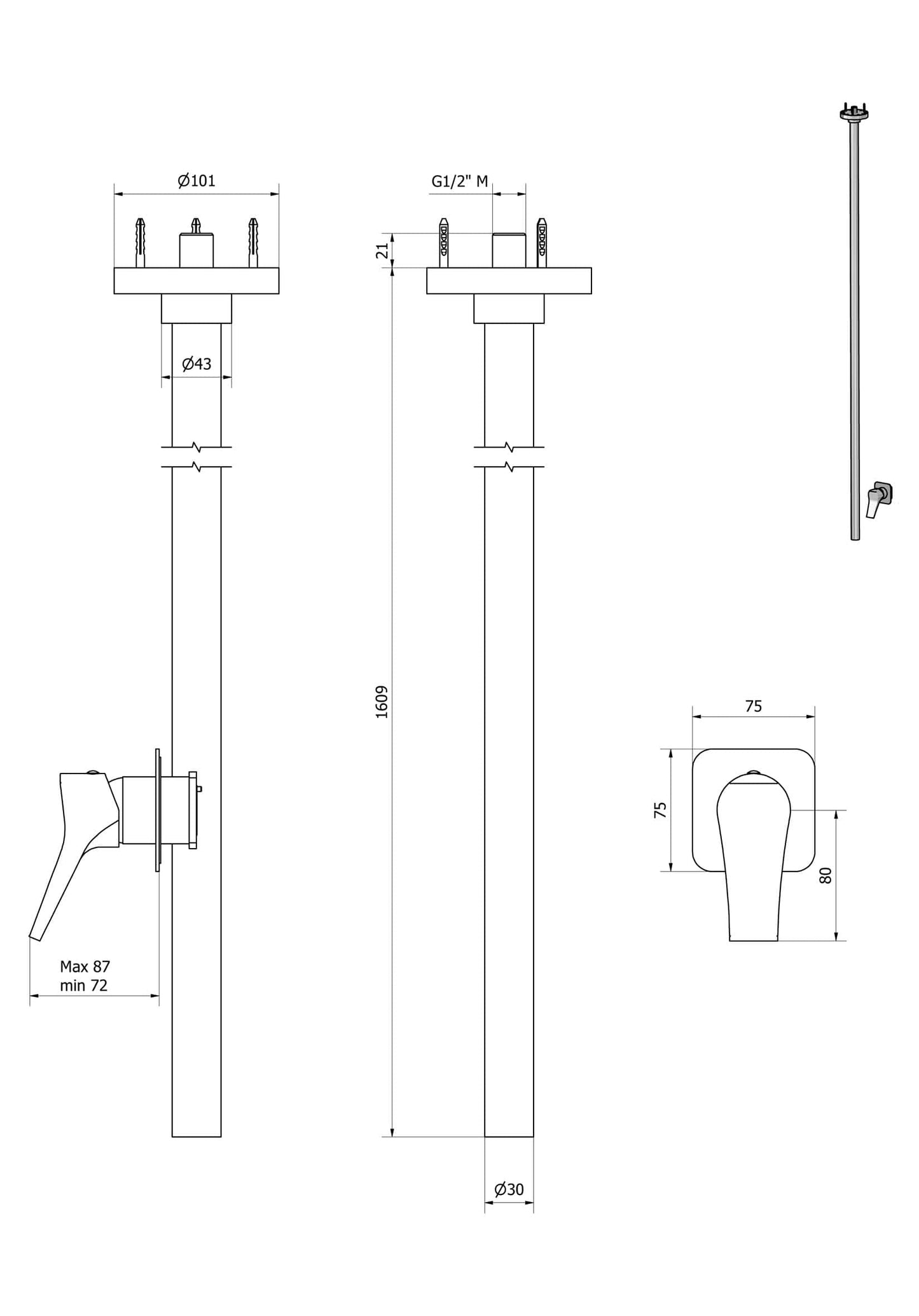 Miscelatore bocca da soffitto alimentata con comando remoto incluso marca IB rubinetti modello Twitter rubinetteria rubinetto ottone cromato fontana finitura cromo rivenditore autorizzato campania arredamento garanzia 10 anni qualità made in italy