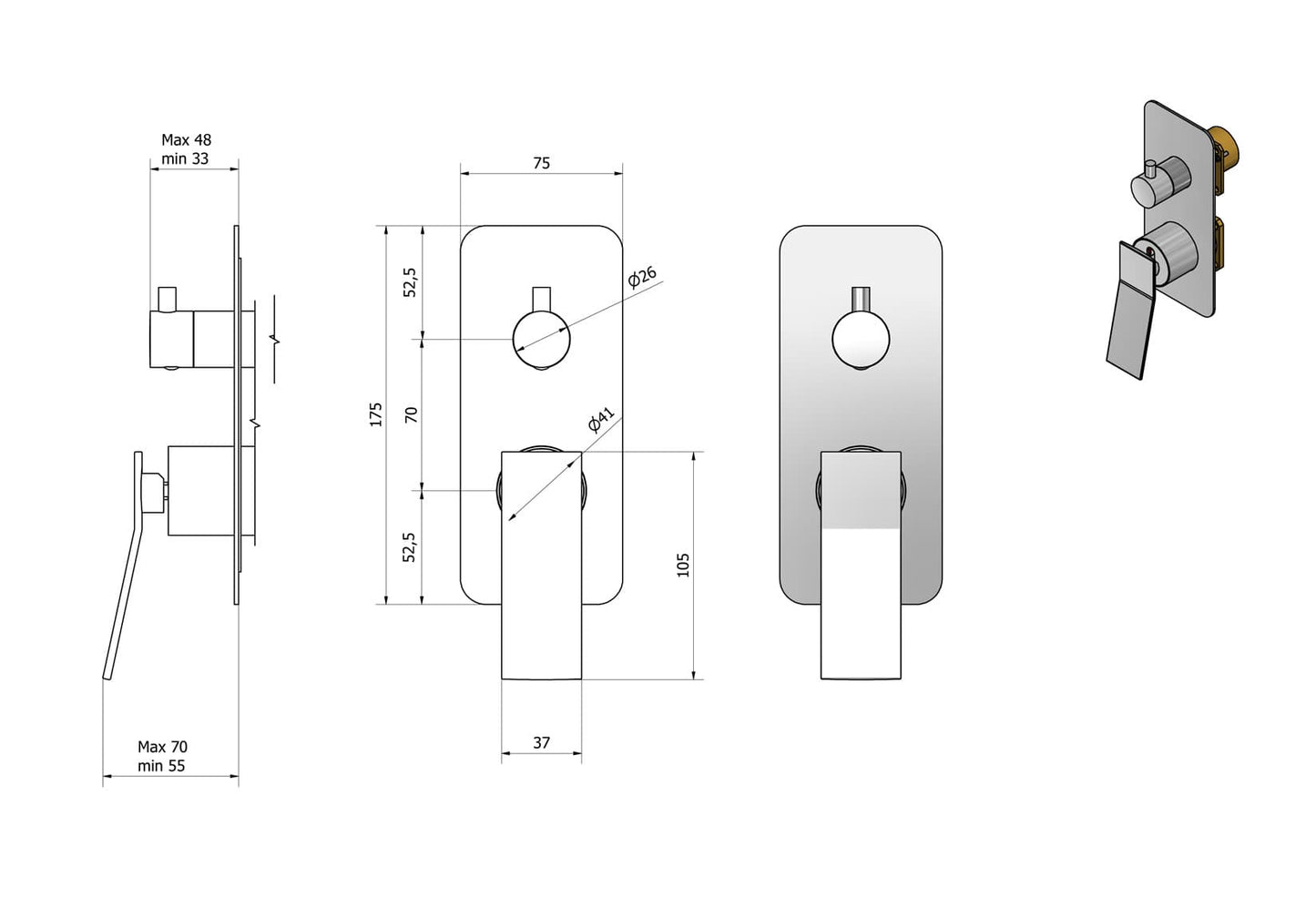 Miscelatore doccia incasso tre vie completo marca IB rubinetti modello Wave rubinetteria classica rubinetto ottone cromato fontana finitura cromo rivenditore autorizzato campania arredamento garanzia 10 anni azienda certificata made in italy