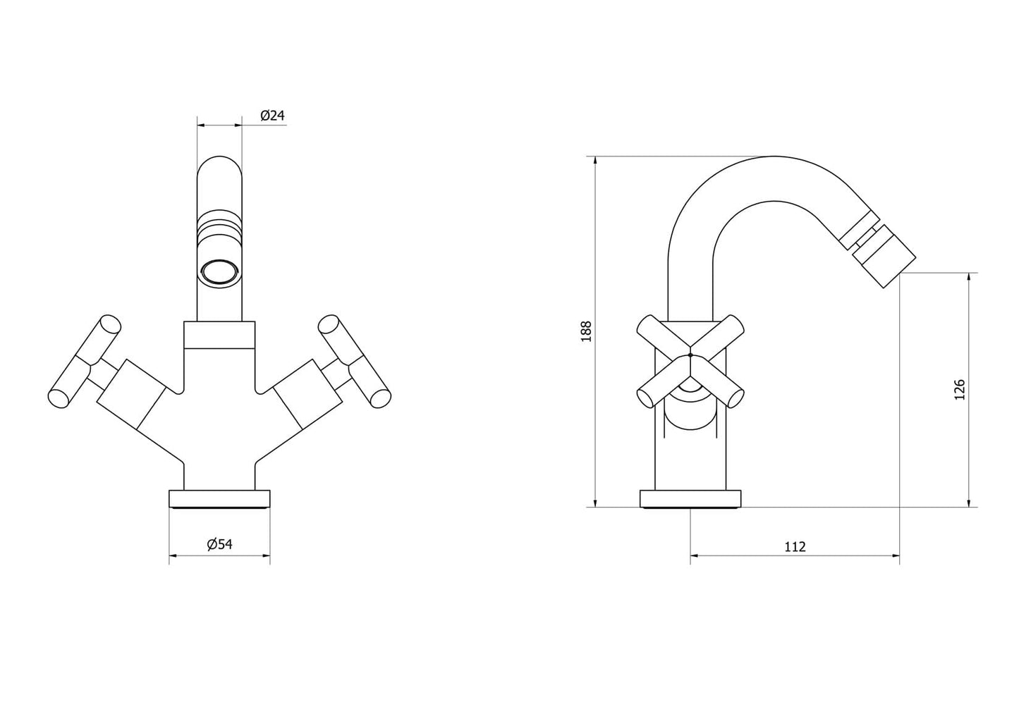 IB Rubinetti WOW Miscelatore Monoforo 2 Leve Bidet Ad Appoggio Con Piletta Di Scarico Click - Clack Stile Moderno Materiale Ottone Finitura Cromata
