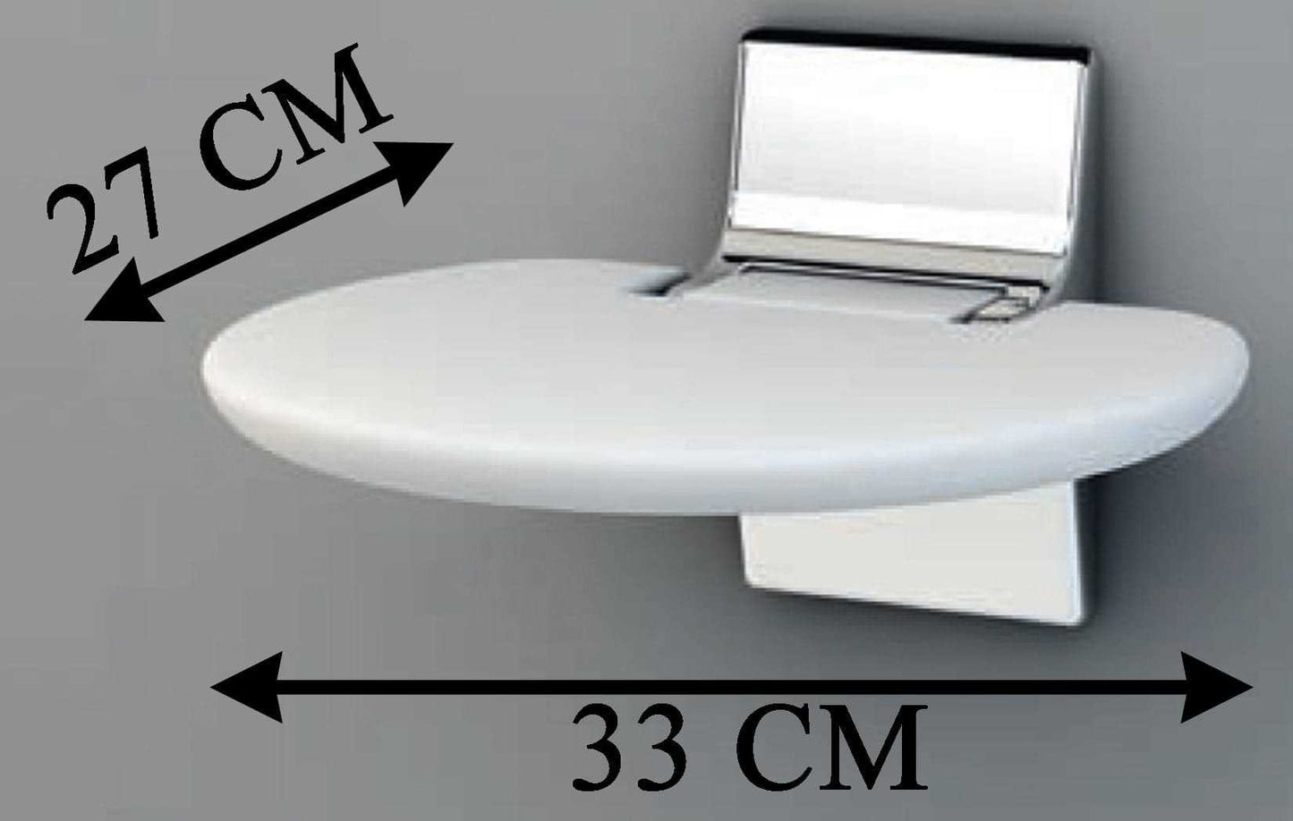 Novellini Sedile Reclinabile Tondo in Eva Portata Massima 100kg Parete Bianco RAL 9003 Solida Struttura Metallo Cromato Acciaio Inossidabile Meccanismo Rotazione Seduta Ergonomica Confortevole Superfice Antiscivolo Idrorepellente 33x27 cm