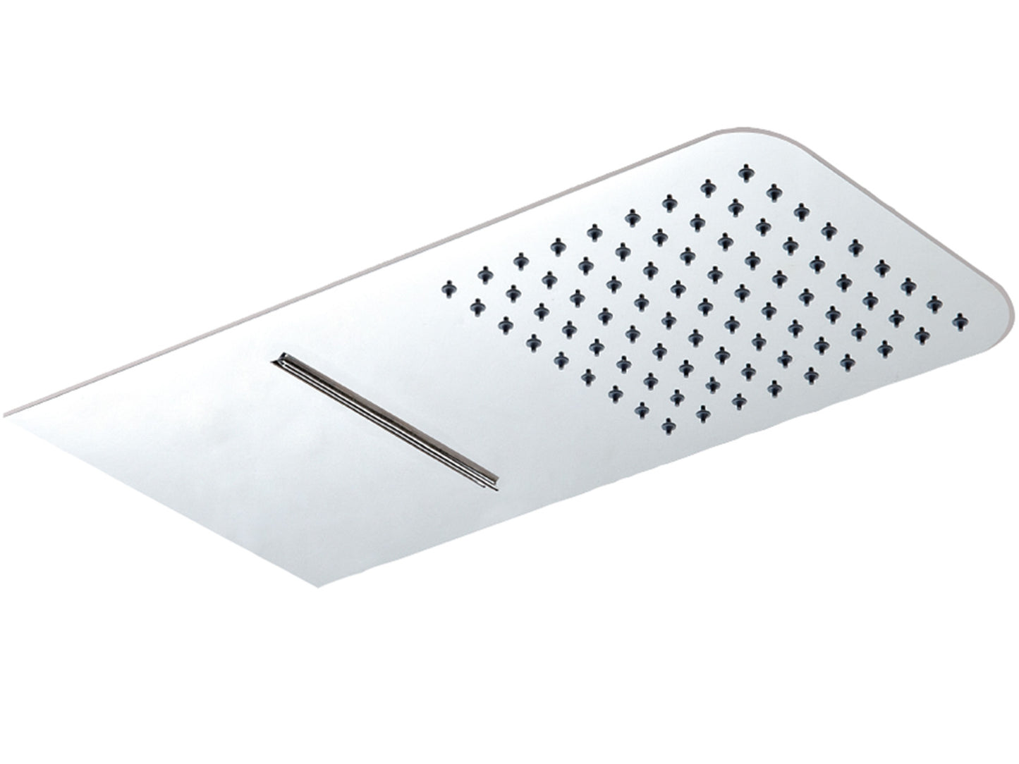 Soffione Doccia Slim Acciaio Inox 316 Rettangolare Con Anticalcare E Doppia Funzione Cascata E Pioggia 200x500 MM Duemmeggi Orione Soffioni Installazione Parete Muro Stile Moderno Finitura Cromata Made in Italy Garanzia 5 Anni